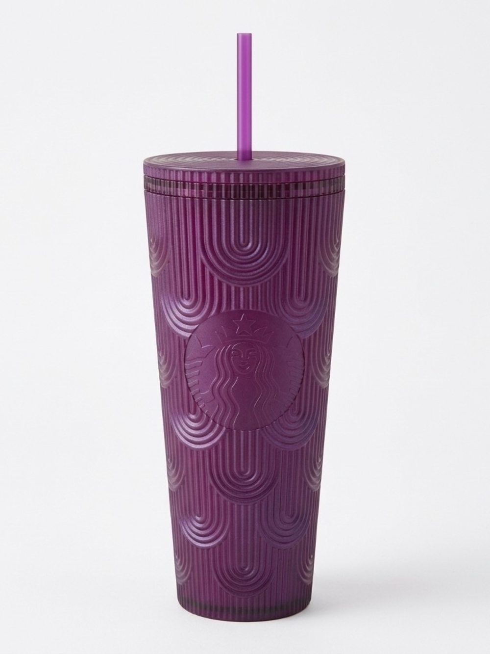 Starbucks 2024 Purple Textured Wave Shimmer Reusable Cold Cup with Straw